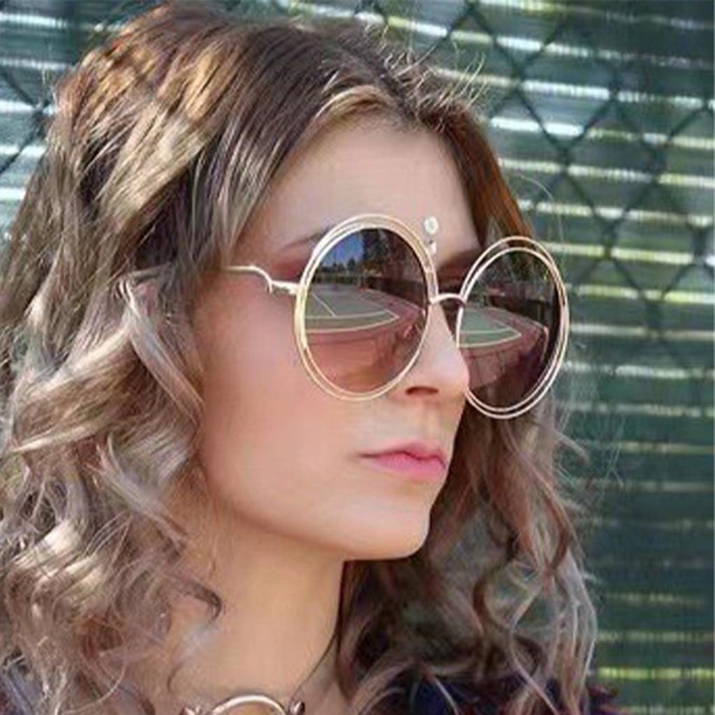 Nye metall dobbeltring solbriller Fargefilm Reflekterende HD solbriller for menn og kvinner Solbriller Mote solbriller.