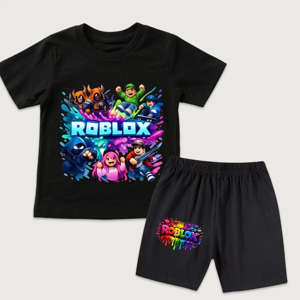

Funny Game Character Cartoon Printed Kids T-shirt and Shorts 2 Piece Set Summer Casual Outfit for Boys and Girls Childrens Clothing 100
