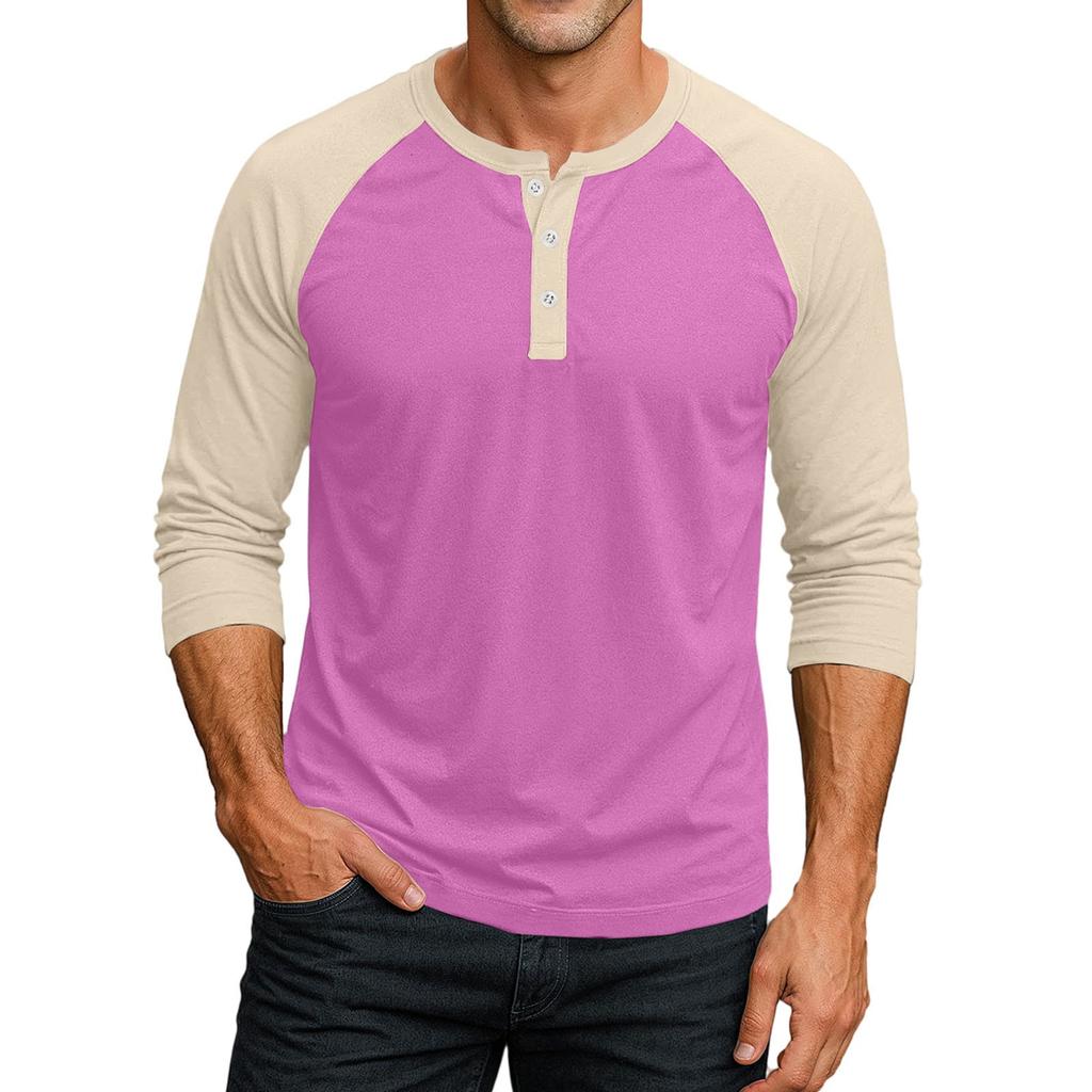Pánské propínací tričko s kontrastním raglánovým 3/4 rukávem