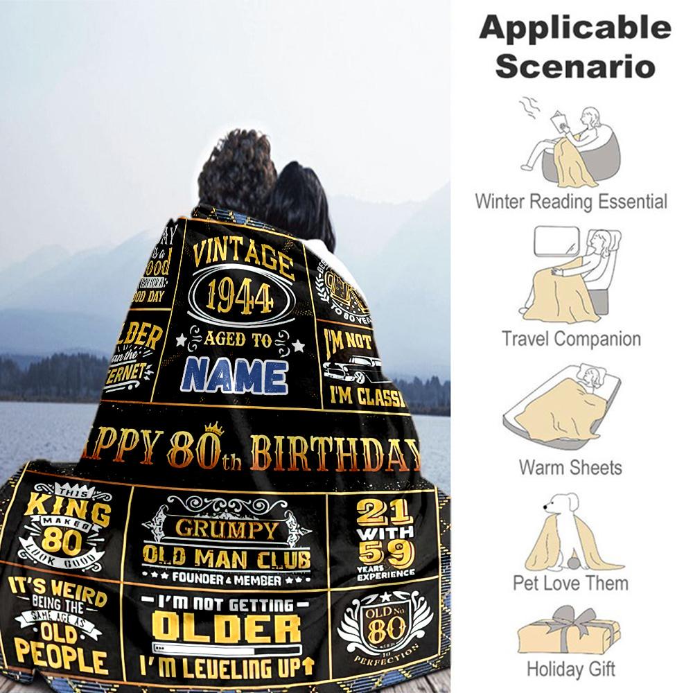 Birthday Customize Text Blanket Cozy Customizable Blanket Durable Comfort Versatile for Chair Sofa Bedding Home Decor Four Seasons Universal