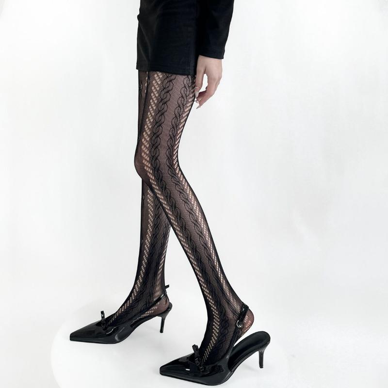 Women Japanese Style Jk Lolita Bow Lace Mesh Thin Pantyhose