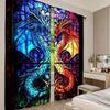 Set Of 2 Blue Gold Vibrant Dragon Curtains Suitable Living Room Dining Kitchen Bedroom Bathroom Study Office Curtain Polyester Perfect For