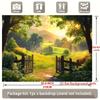 2D Sunrise Green Meadow Photography Backdrop Rustic Farm Gate Background