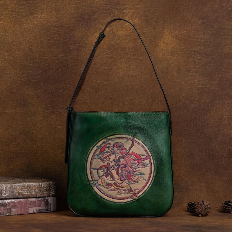 Сумочка из воловьей кожи Большая вместительная розовая сумка для мамы Винтажная большая — фото 2