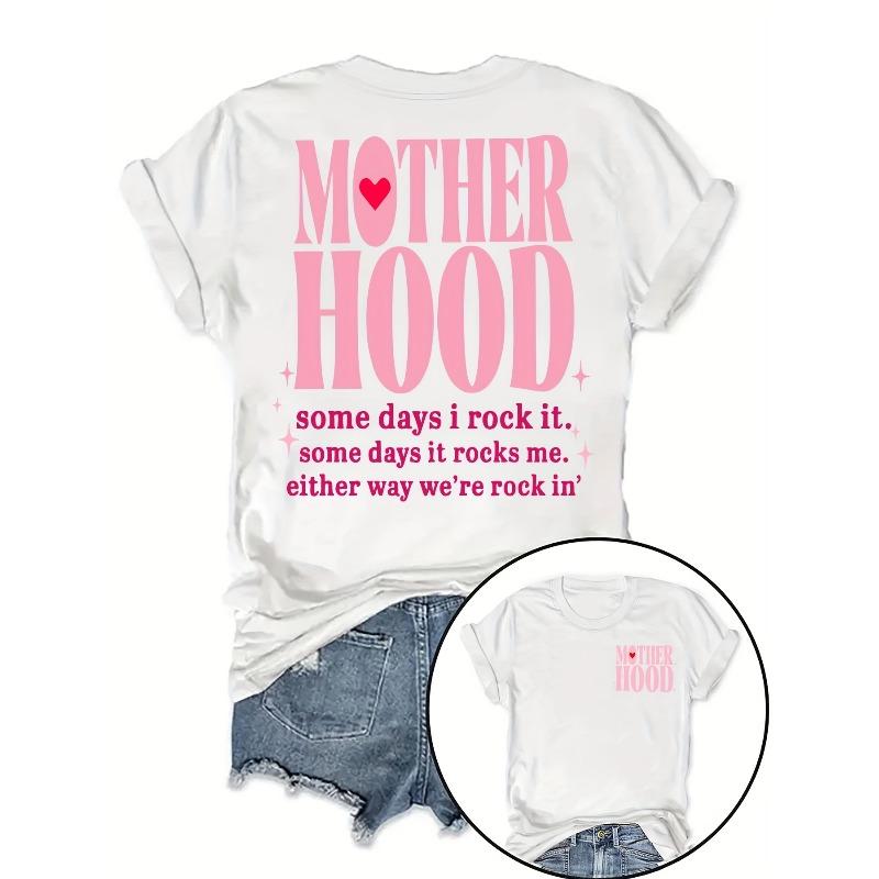 

Женская футболка с капюшоном, принт с буквами, круглый вырез, короткий рукав, повседневная, весенне-летняя M белый