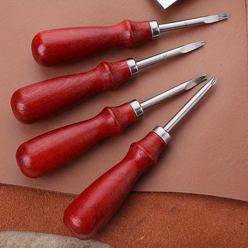 Lederkantenschärfer Schälmesser Schrägschneidemesser Schneiden Handwerkzeug mit Holzgriff DIY Werkzeuge