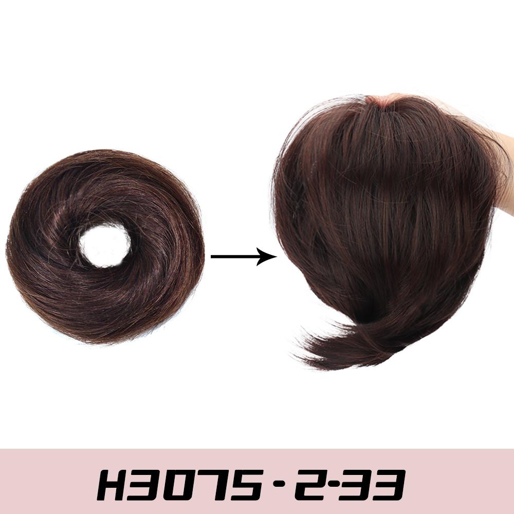 

MISS WIG Synthetic Short Straight Hair Bun Extensions Elastic Hair Bun Scrunchies Hairpieces Ponytail For Women Hair Accessories 20cm