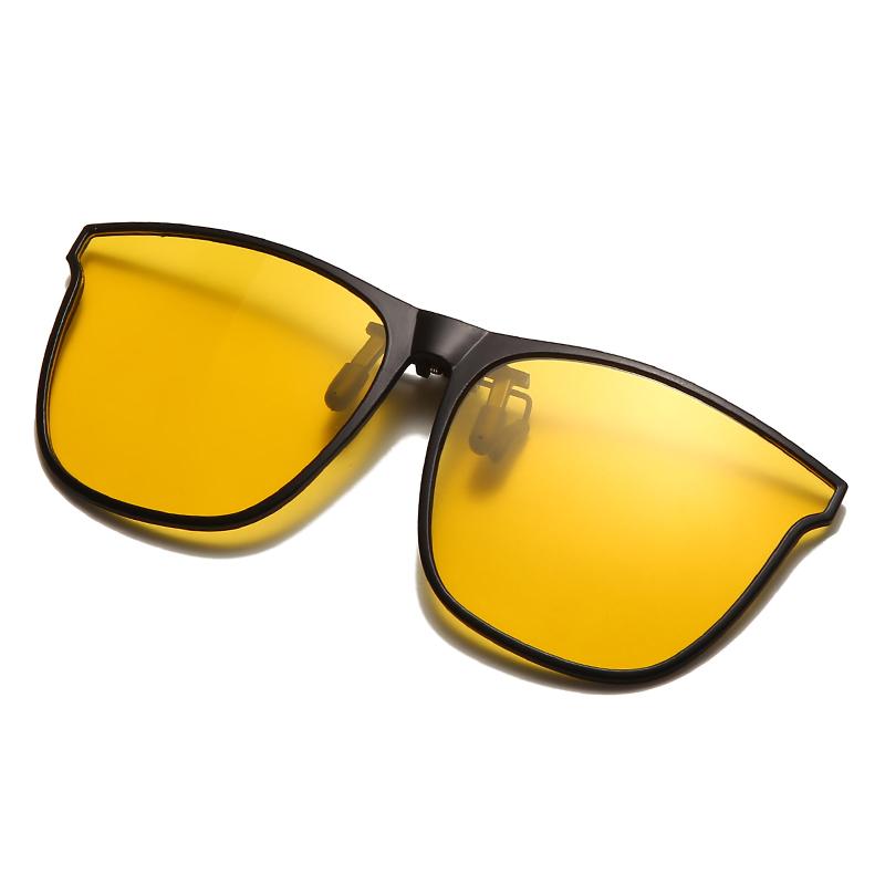 Clip On Sunglasses Men Vintage Square Anti Glare Night Vision Glasses for Car Driving Oculos