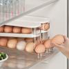 Bilayer Fridge Egg Storage Box Automatic Rolling Eggs Holder Rack Ladder Style Refrigerator Eggs Dispenser Egg Organizer Holder