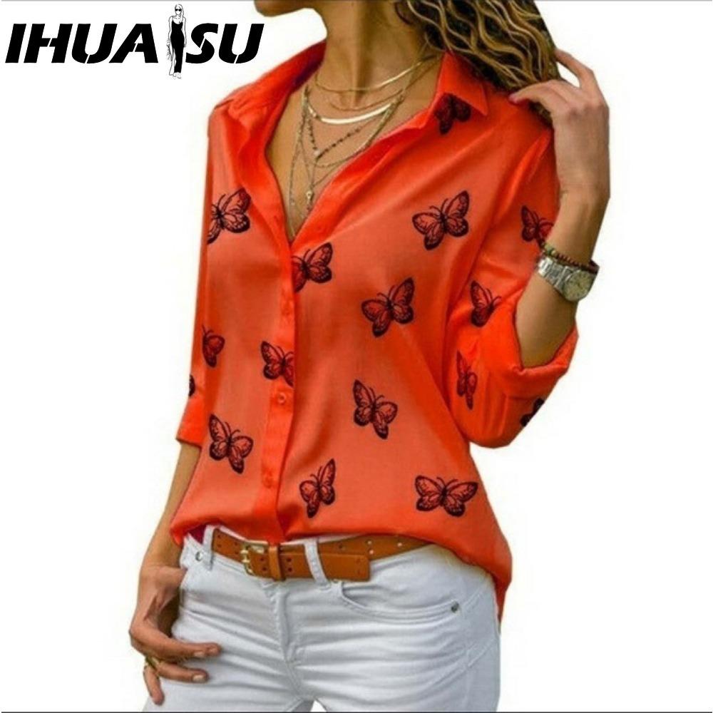 IHUASU Women's Fashion Casual  Long Sleeve POLO Neck Blouses & Shirts