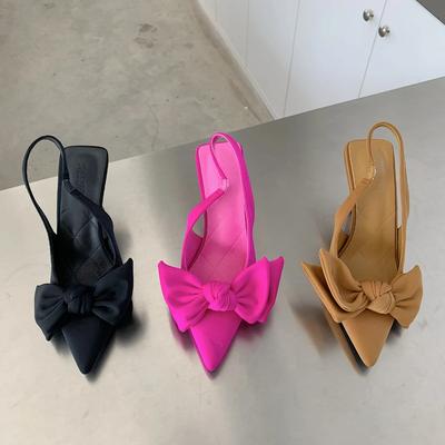 Zomer Merk Dames Slingback Sandalen Schoenen met Hak Mode Strikpuntige Neus Instapper Dames Elegante Jurk Pumps Schoenen