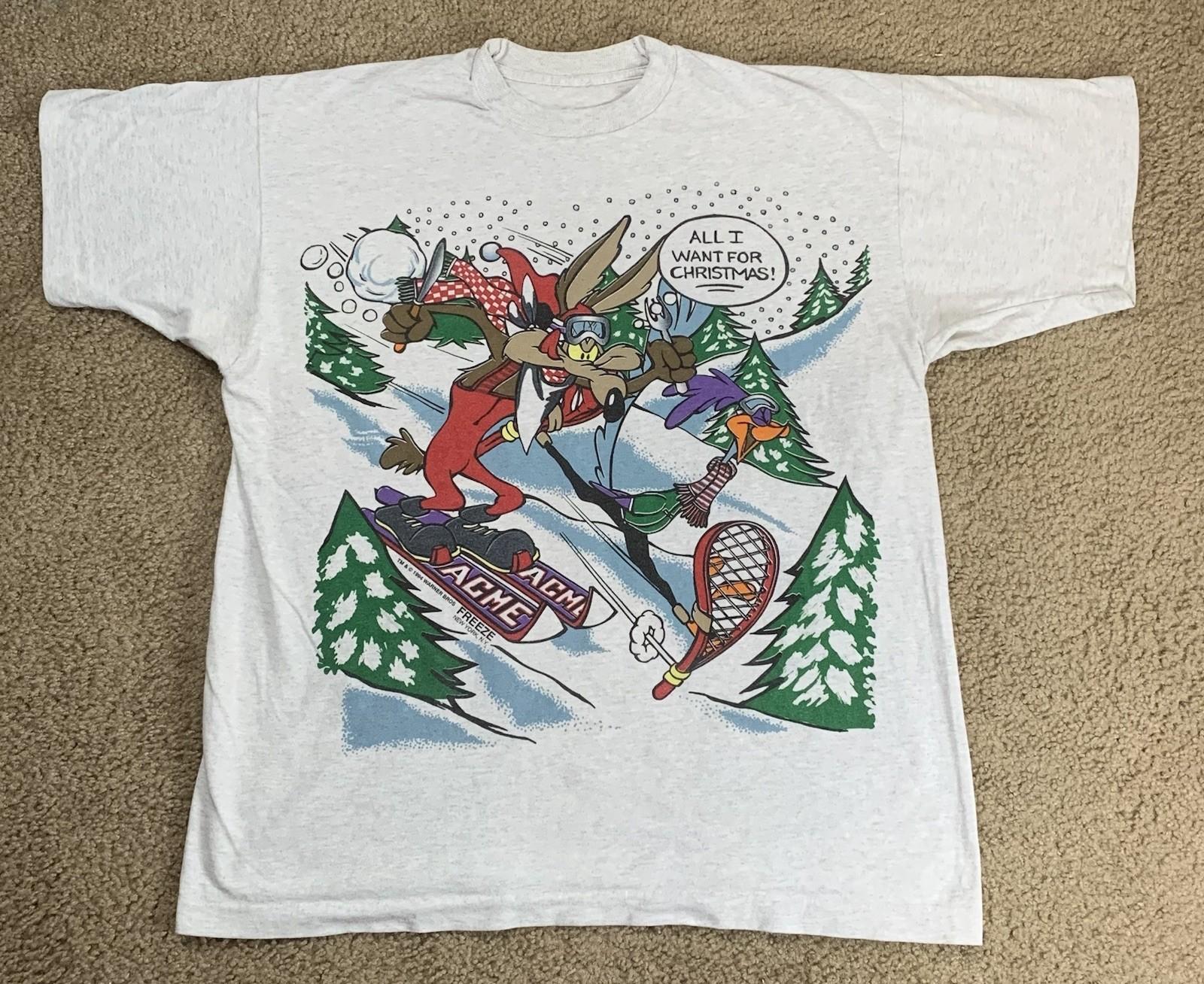 VTG Looney Tunes XL Short Sleeve Shirt Wile E Coyote Road Runner Cartoon 90s XXXXL