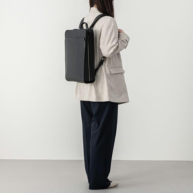 Tryon Official Backpack, A4 Size, Gusseted Square, Genuine Leather, Business Bag for Commuting, Men and Women, Large Capacity, Fits 13-inch PC, ALFA