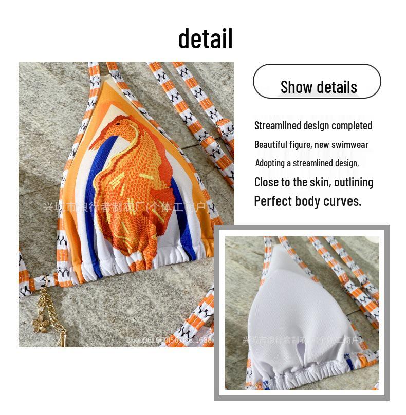 Европейско-американский трехсекционный женский купальник-бикини с подвязками и подсолнухами 2026 M