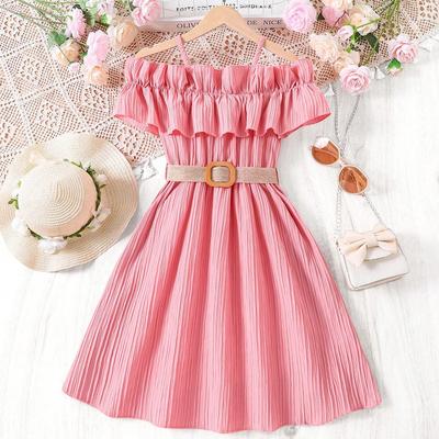 Summer One-shoulder Sling Stitching Lace Western Style Big Girl Dress