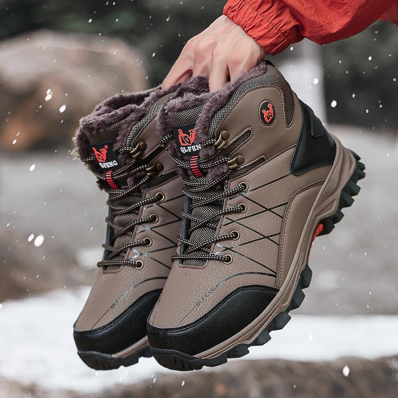 TUINANLE Men's Winter High-Top Cotton Shoes: Warm Velvet, Outdoor Mountaineering, Casual Sports Footwear.
