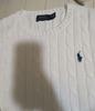 [USED] Polo Ralph Lauren Cable Knit Sweater, Size Small, White