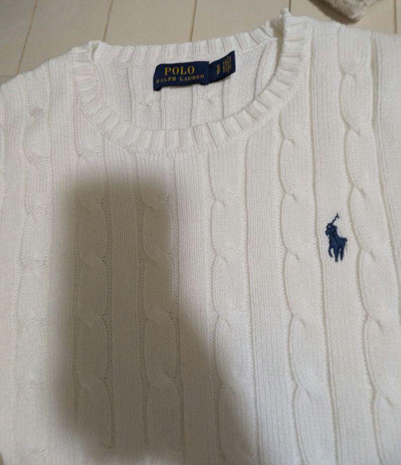 [USED] Polo Ralph Lauren Cable Knit Sweater, Size Small, White