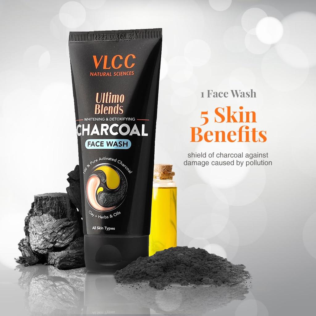 VLCC Ultimo Blends Charcoal Face Wash 100 Ml Pack Of 2 Deep Cleansing Detoxifying Oil Control Daily Pore Purifying Cleanser