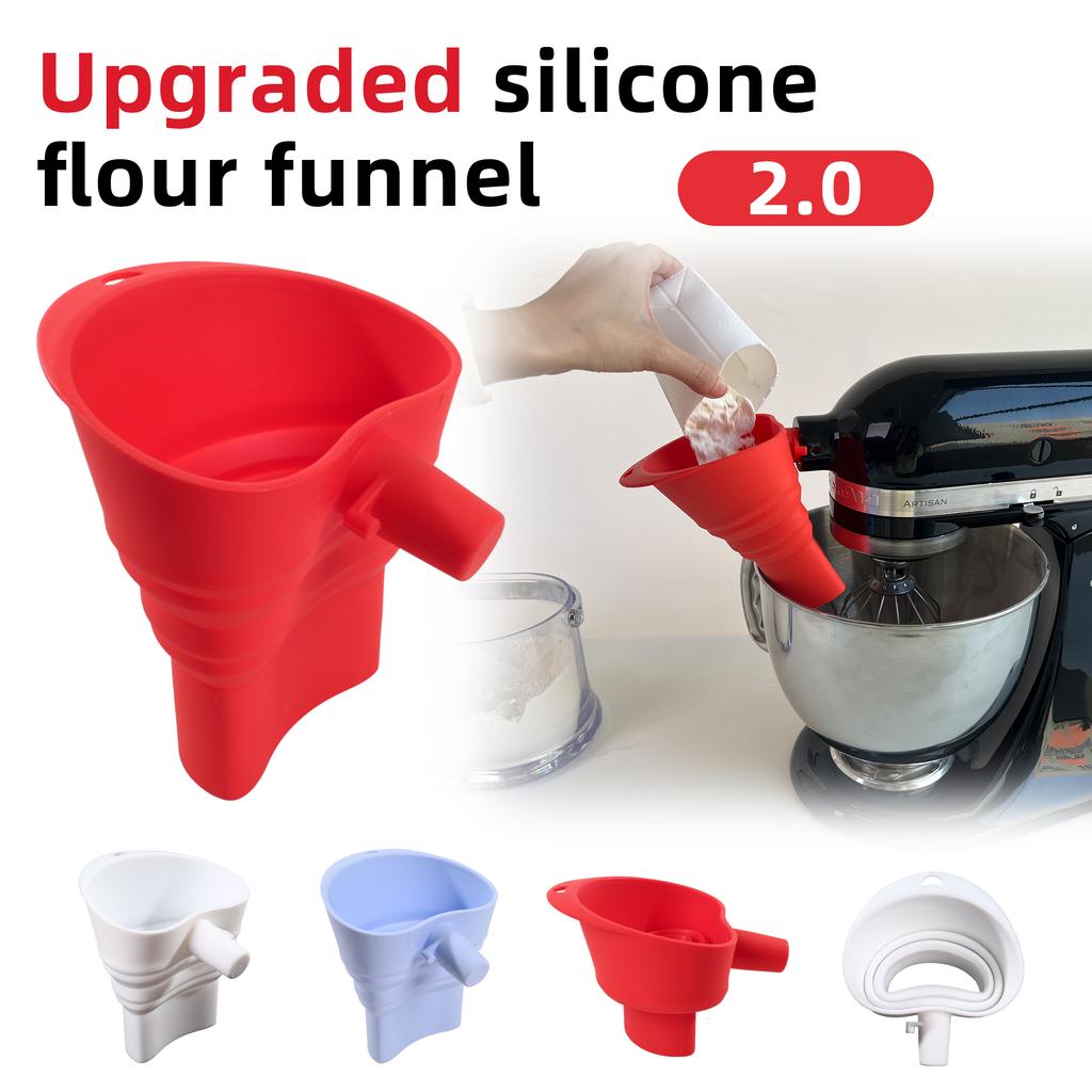 1/3pcs mix Silicone Flour Funnel for Kitchen Baking Aid Standing Mixer Foldable Flour Funnel Attachment Dishwasher Safe
