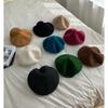 Autumn and Winter Classic Wool Beret Women's Leather Label British Retro Painter Hat Fashion