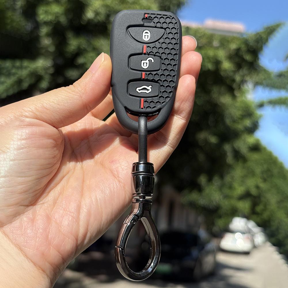 Keychain Protection For Hyundai Tucson Ioniq Creta Kona Solaris Elantra I10 I20 Santa Fe Silicone Car Remote Fold Key Cover Fob