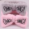 Hairband Letter Printed Bowknot Design Plush Women Cloth Headwear for Makeup