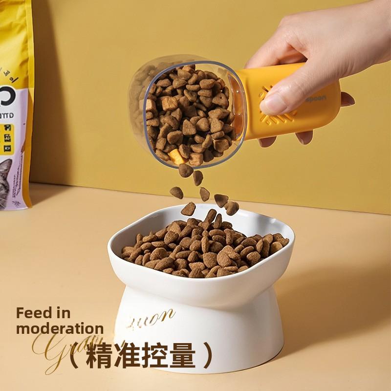 Katzenfutter, Hundefutter, Tierfutter, Katze Fütterungslöffel mit langem Griff, Katze Fütterung mit Messlöffel mit Verschlussclip, Haustierbedarf