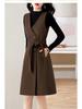 Women's Gray Wool Suit: 2025 Autumn/Winter High-End Fashion Coat Dress Set