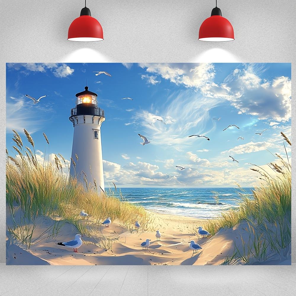 A Coastal Lighthouse Tapestry: Bring the Beauty of the Seaside into Your Home with This Stunning Wall Art Featuring a Majestic