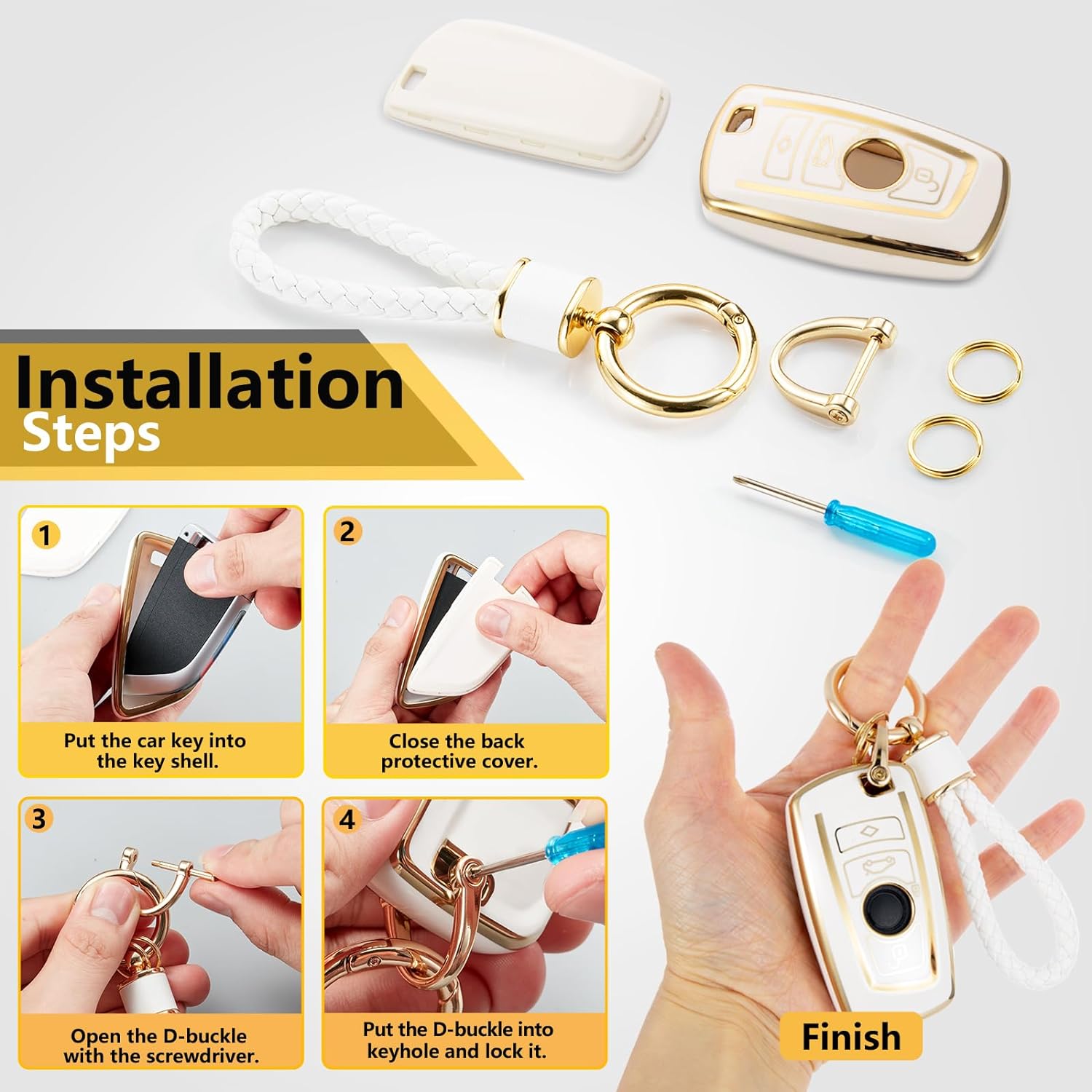 Защитный чехол для брелка Bmw с металлическим плетеным брелоком для ключей — фото 7