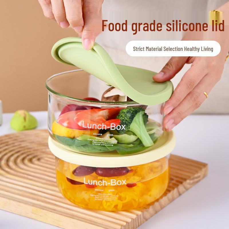 Microwave-Safe Glass Bento Box with Compartments for Office Lunches & Takeout
