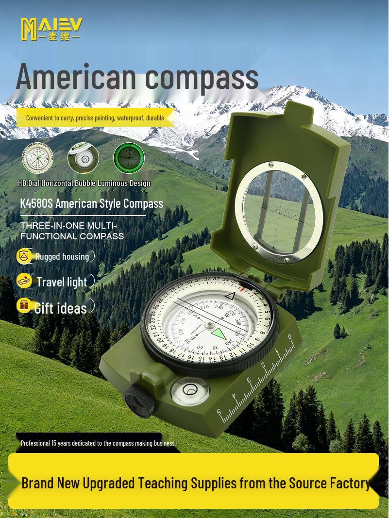 

K4580S Багатофункціональний вуличний компас: Інженерний пластик, Прецизійний геологічний та тактичний пристрій, що вказує на північ Compass