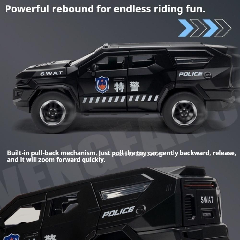 1:24 Modellspielzeug Rezvani Vengeance Sabertooth Gepanzerte Polizeiautos Legierung Druckguss Türen Geöffnet Rückzieher Sound Licht Kind Edutainment