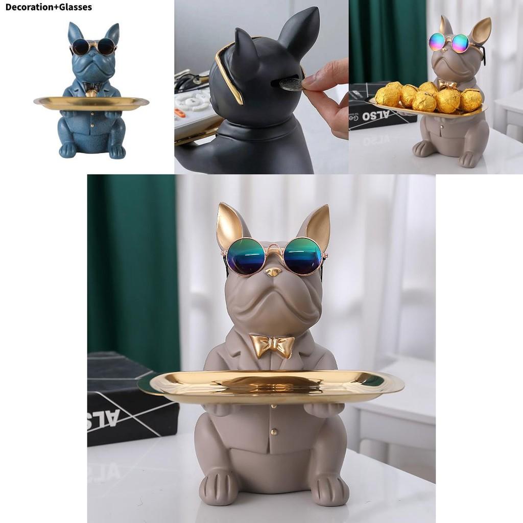 Creative Bulldog Dog Resin Decorative Piece For Key Storage And Candy Display