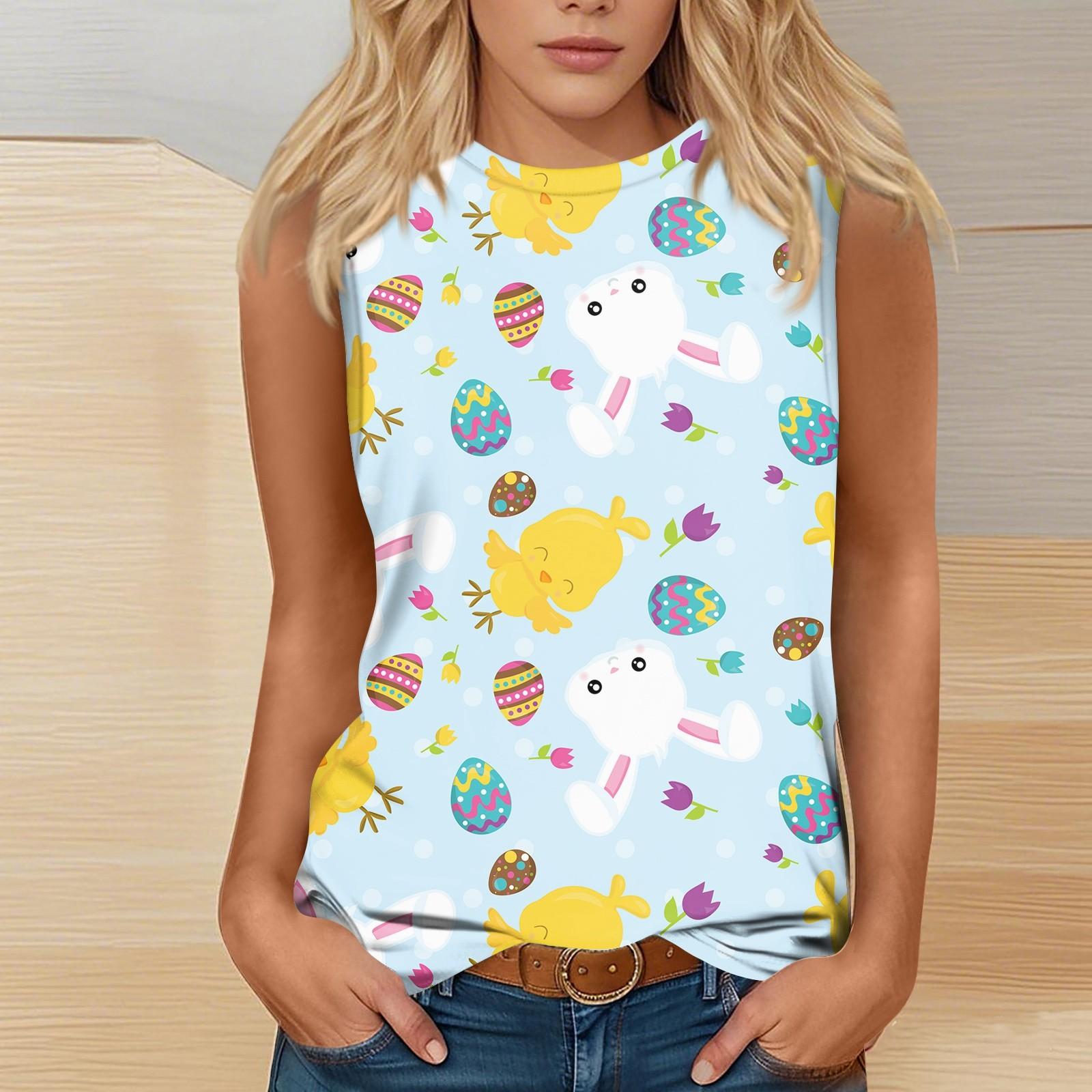 

Женская мода повседневная пасхальная футболка с круглым вырезом без рукавов S красный