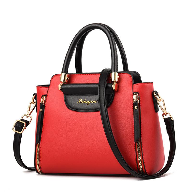 

Bag women s new fashion contrasting color handbag large capacity shoulder messenger bag tide красный