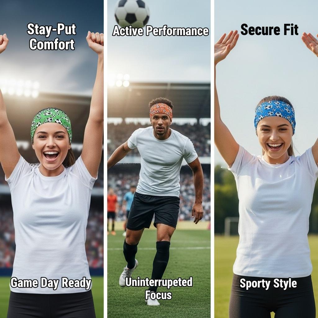 Football Headbands, Cheering Headbands, Elastic Sports Headbands, Men's and Women's Sweat Wicking Headbands, Football Matches