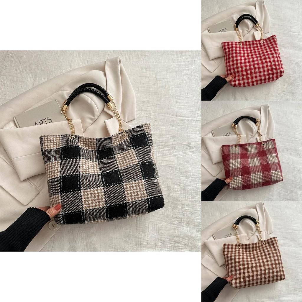 Fashionable Plaid Tote Bag For School And Daily Use With Soft Canvas Material
