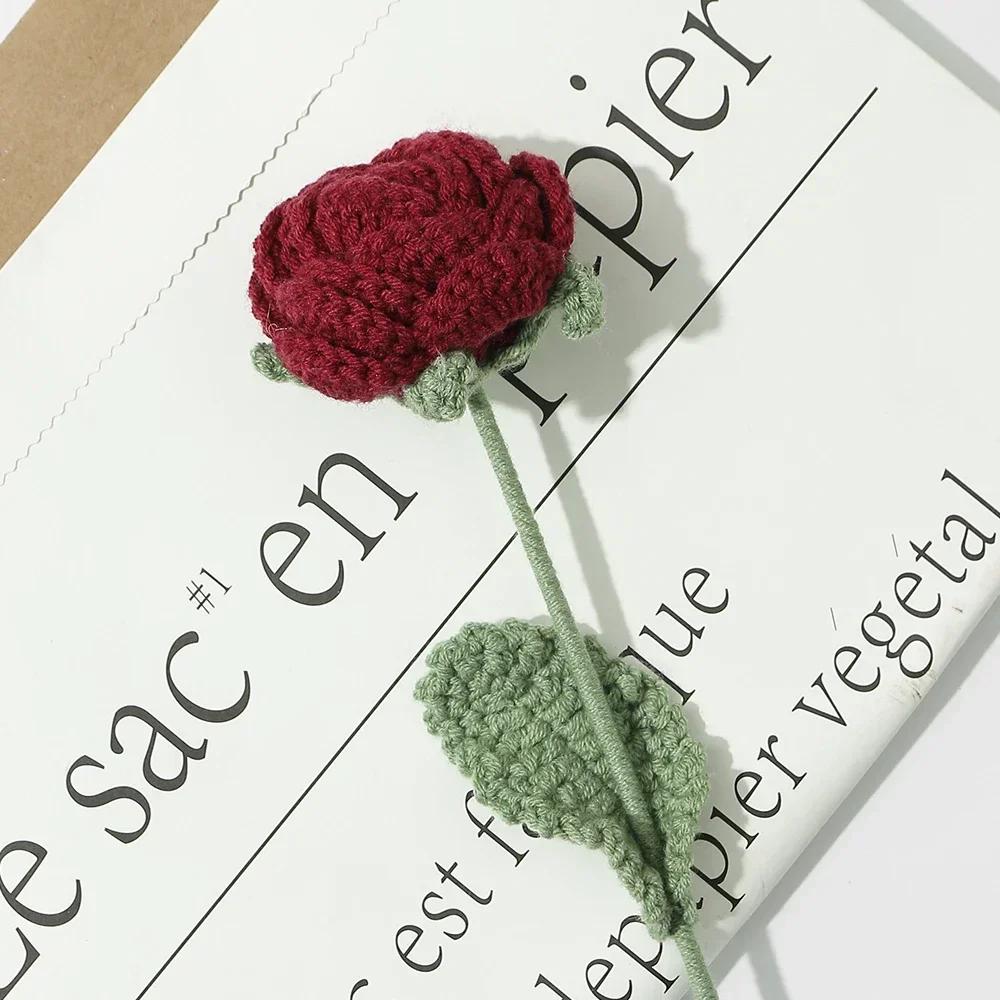 

1/3pcs Knitted Rose Handmade DIY Woolen Crochet Artificial Flower Bouquet Room Home Decoration Bride Wedding Mother s Day Gifts 1PCS