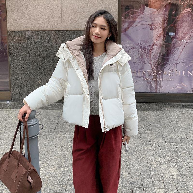 Cotton and Thickened Down Cotton Jacket Women's New Warm Hooded Bread Jacket and Cotton Jacket for Winter 2025