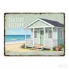 Tin Sign Seaside Holiday Beach Cottage House Retro Metal Wall Art Plaque Vintage Coastal Decor for Home Bar Pub Garden Gift