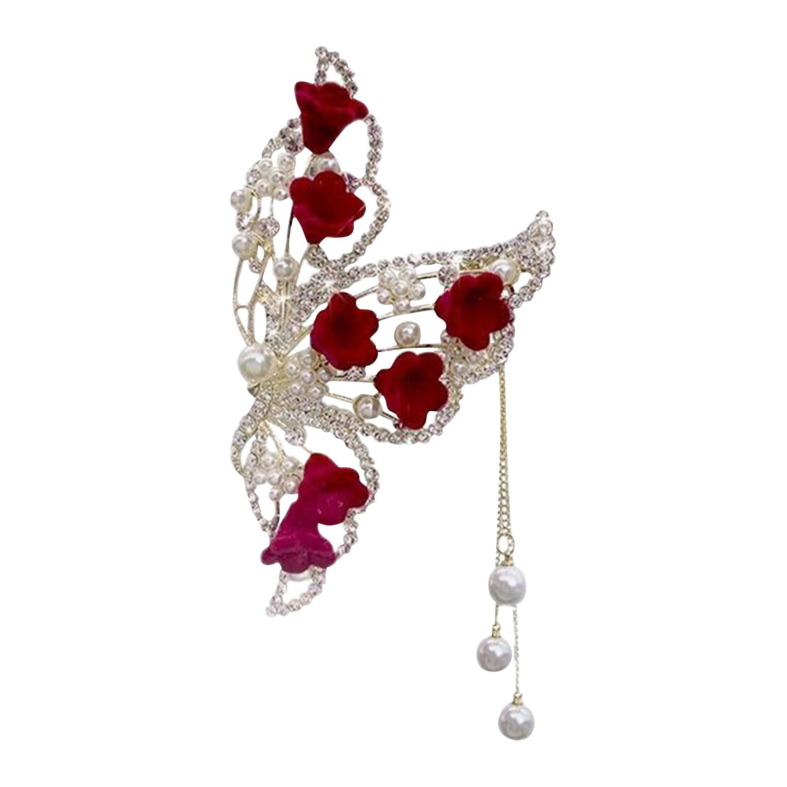 

Супер бессмертный китайский зажим с кисточкой, высококачественный китайский головной убор, бабочка-колокольчик, заколка для волос в виде орхидеи, свадебный зажим One Size красный