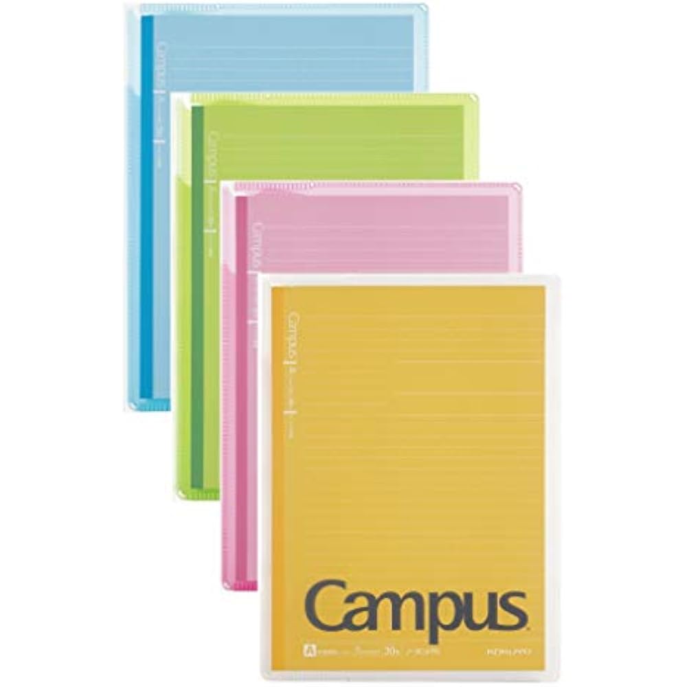 Kokuyo Campus Cover Notebook Print with Storage Pocket NO-623A 4 Color Set