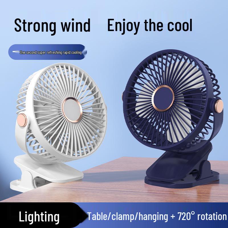 Compact Silent Clip-On Desk & Bedside Fan with Strong Wind