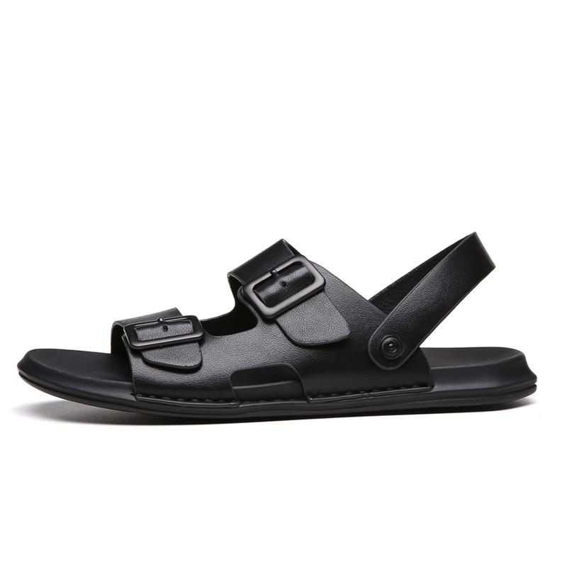 New Men Slippers Genuine Leather Men's Summer Shoes Man Fashion Casual Comfortable Black Flip-flops Sandals Male Adult Sneakers