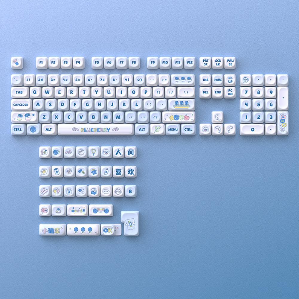 Strawberry Themed Keycaps MOA Keyboard Caps 135 Keys PBT Girl Gift Keycaps for 60/64/84/98/108 Mechanical Keyboards