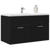 Black Washbasin Cabinet with Oak Effect Wood Based Material