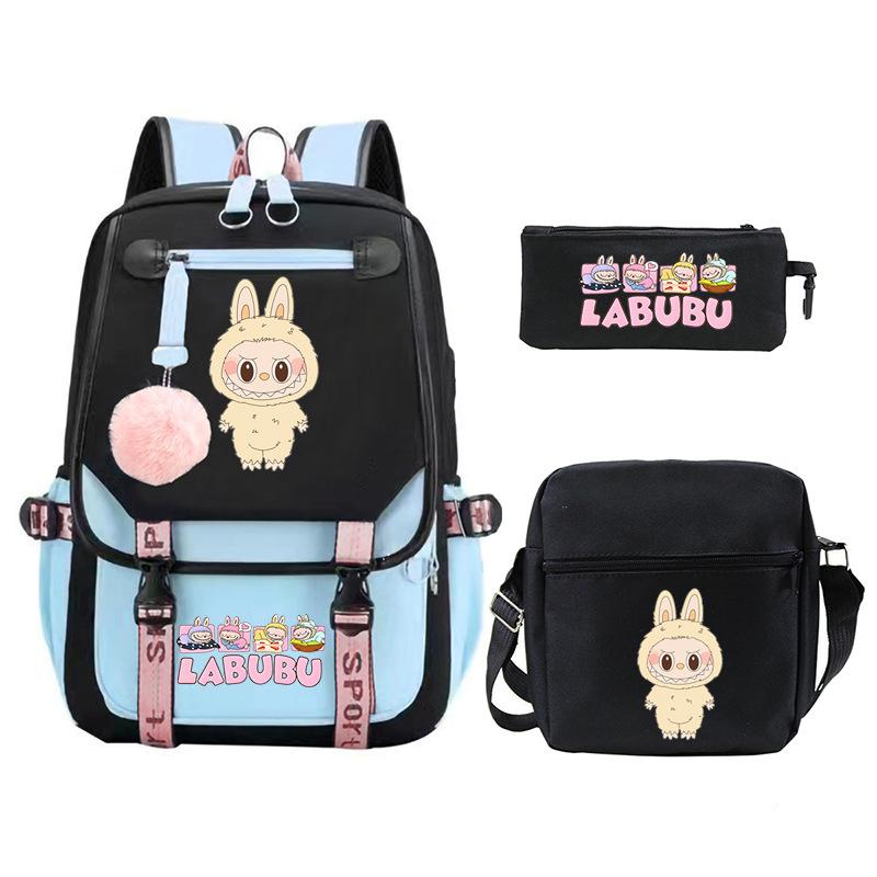 Cartoon Printed Children's Backpack Large Capacity Campus Trend Student Schoolbag Three-piece Set