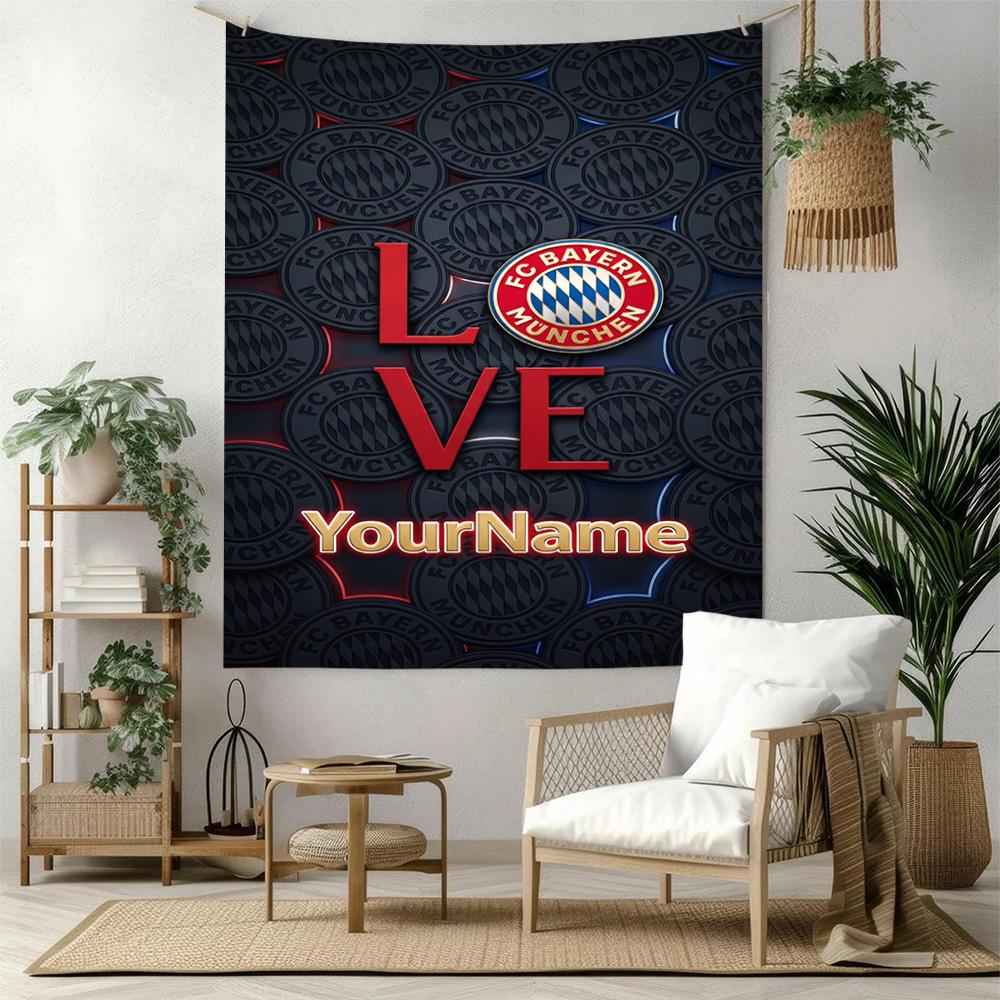 Bayern Munich Custom Your Name Wall Decor Tapestry Art For Pet Memorial Birthdaywedding Party Backdrop Family Gift